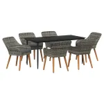 Set de masă pentru grădină cu pernă 7 pcs Gri poliratan GartenMobel Dekor