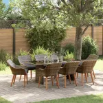 Set de masă pentru grădină cu pernă 9 pcs Gri poliratan GartenMobel Dekor