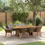 Set de masă pentru grădină cu pernă 9 pcs Gri poliratan GartenMobel Dekor