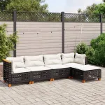 Set mobilier de grădină cu perne, 5 piese, negru, poliratan GartenMobel Dekor
