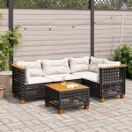 Set mobilier de grădină cu perne, 5 piese, negru, poliratan GartenMobel Dekor