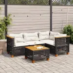 Set mobilier de grădină cu perne, 5 piese, negru, poliratan GartenMobel Dekor
