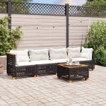 Set mobilier de grădină cu perne, 5 piese, negru, poliratan GartenMobel Dekor