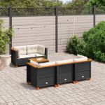 Set mobilier de grădină cu perne, 6 piese, negru, poliratan GartenMobel Dekor