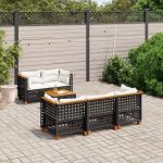 Set mobilier de grădină cu perne, 6 piese, negru, poliratan GartenMobel Dekor