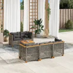 Set mobilier grădină cu perne, 6 piese, gri, poliratan GartenMobel Dekor