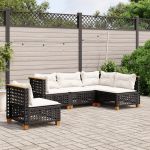Set mobilier de grădină cu perne, 5 piese, negru, poliratan GartenMobel Dekor