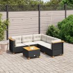 Set mobilier de grădină cu perne, 6 piese, negru, poliratan GartenMobel Dekor
