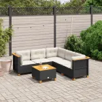 Set mobilier de grădină cu perne, 6 piese, negru, poliratan GartenMobel Dekor