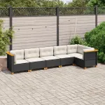 Set mobilier de grădină cu perne, 6 piese, negru, poliratan GartenMobel Dekor