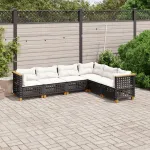 Set mobilier de grădină cu perne, 6 piese, negru, poliratan GartenMobel Dekor