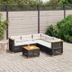 Set mobilier de grădină cu perne, 6 piese, negru, poliratan GartenMobel Dekor