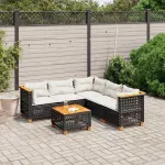 Set mobilier de grădină cu perne, 6 piese, negru, poliratan GartenMobel Dekor