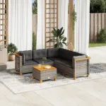 Set mobilier grădină cu perne, 6 piese, gri, poliratan GartenMobel Dekor