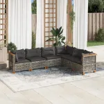 Set mobilier grădină cu perne, 6 piese, gri, poliratan GartenMobel Dekor