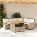 Set canapele de grădină cu perne, 2 piese, bej, poliratan GartenMobel Dekor
