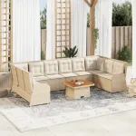 Set mobilier de grădină, 7 piese, cu perne, bej, poliratan GartenMobel Dekor