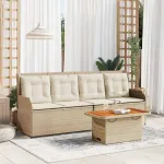 Set mobilier de grădină cu perne, 3 piese, bej, poliratan GartenMobel Dekor
