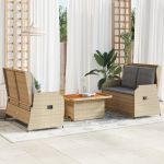 Set mobilier de grădină cu perne, 3 piese, bej, poliratan GartenMobel Dekor