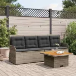 Set mobilier de grădină cu perne, 3 piese, gri, poliratan GartenMobel Dekor