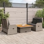 Set mobilier de grădină cu perne, 3 piese, gri, poliratan GartenMobel Dekor