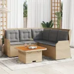 Set mobilier de grădină cu perne, 4 piese, bej, poliratan GartenMobel Dekor