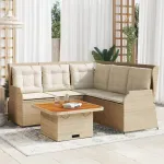 Set mobilier de grădină cu perne, 4 piese, bej, poliratan GartenMobel Dekor
