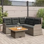 Set mobilier de grădină cu perne, 4 piese, gri, poliratan GartenMobel Dekor