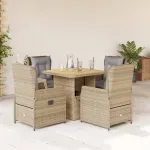 Set mobilier de grădină cu perne, 5 piese, bej, poliratan GartenMobel Dekor