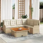 Set mobilier de grădină cu perne, 5 piese, bej, poliratan GartenMobel Dekor