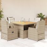 Set mobilier de grădină cu perne, 5 piese, bej, poliratan GartenMobel Dekor