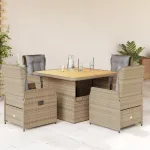 Set mobilier de grădină cu perne, 5 piese, bej, poliratan GartenMobel Dekor
