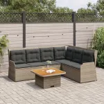 Set mobilier de grădină cu perne, 5 piese, gri, poliratan GartenMobel Dekor
