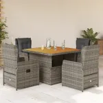 Set mobilier de grădină cu perne, 5 piese, gri, poliratan GartenMobel Dekor