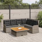 Set mobilier de grădină cu perne, 5 piese, gri, poliratan GartenMobel Dekor