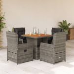 Set mobilier de grădină cu perne, 5 piese, gri, poliratan GartenMobel Dekor