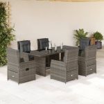 Set mobilier de grădină cu perne, 7 piese, gri, poliratan GartenMobel Dekor