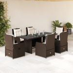 Set mobilier de grădină cu perne, 7 piese, maro, poliratan GartenMobel Dekor