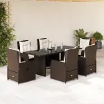 Set mobilier de grădină cu perne, 7 piese, maro, poliratan GartenMobel Dekor