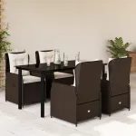 Set mobilier de grădină, 5 piese, cu perne, maro, poliratan GartenMobel Dekor