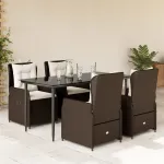 Set mobilier de grădină, 5 piese, cu perne, maro, poliratan GartenMobel Dekor