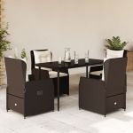 Set mobilier de grădină, 5 piese, cu perne, maro, poliratan GartenMobel Dekor