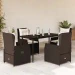 Set mobilier de grădină, 5 piese, cu perne, maro, poliratan GartenMobel Dekor