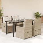 Set mobilier de grădină cu perne, 5 piese, bej, poliratan GartenMobel Dekor