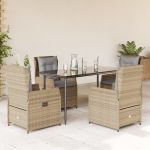 Set mobilier de grădină cu perne, 5 piese, bej, poliratan GartenMobel Dekor