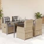 Set mobilier de grădină cu perne, 5 piese, bej, poliratan GartenMobel Dekor