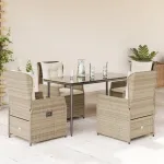 Set mobilier de grădină cu perne, 5 piese, bej, poliratan GartenMobel Dekor