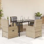 Set mobilier de grădină cu perne, 5 piese, bej, poliratan GartenMobel Dekor