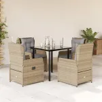 Set mobilier de grădină cu perne, 5 piese, bej, poliratan GartenMobel Dekor