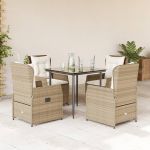 Set mobilier de grădină cu perne, 5 piese, bej, poliratan GartenMobel Dekor